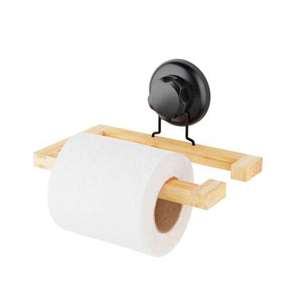 Porte papier toilette à ventouse en bambou Bestlock Spa noir et naturel