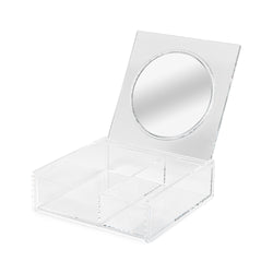 Caja de almacenamiento con espejo para maquillaje y joyería Cosmetic transparente