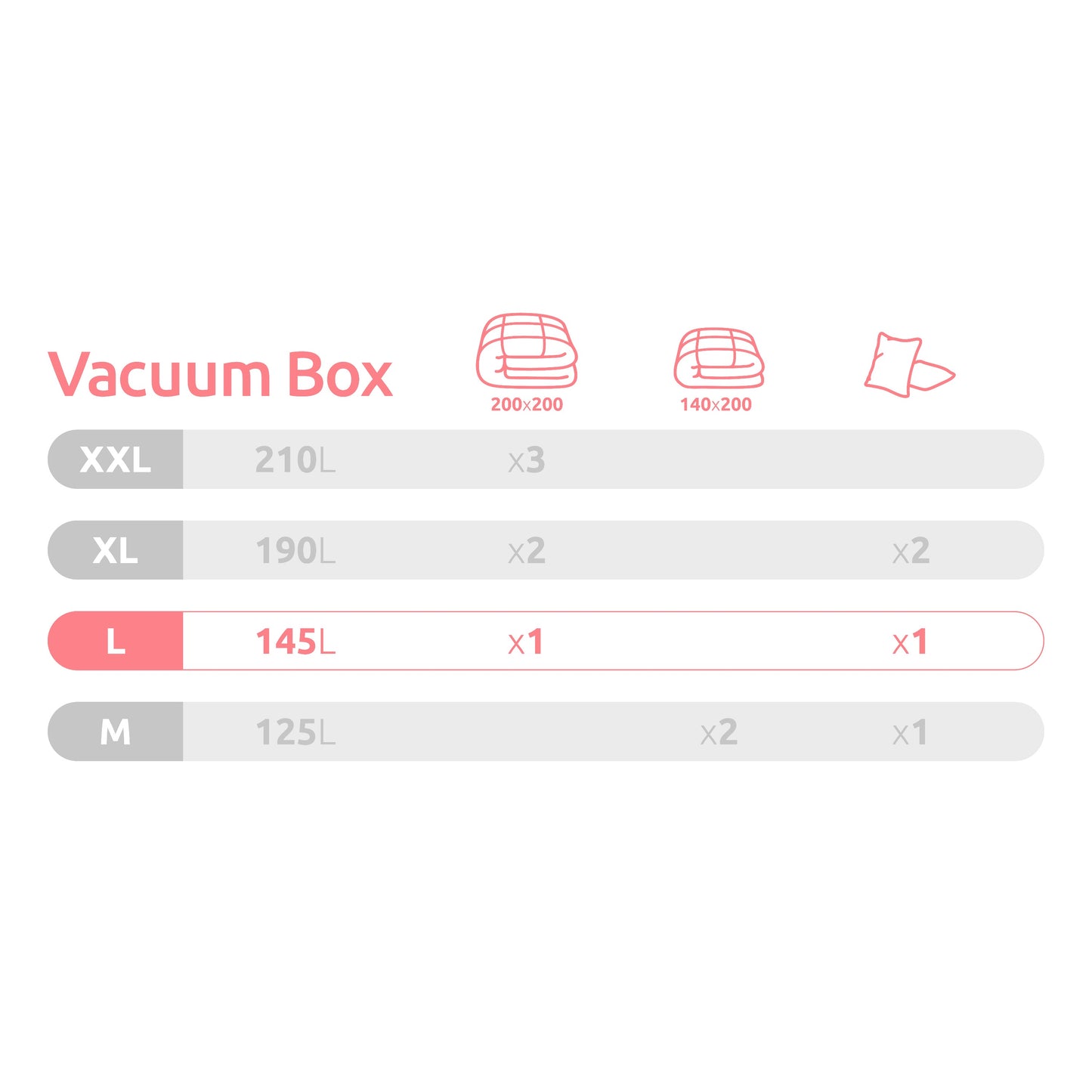 Compactor Pack de 2 cajas de almacenamiento al vacío Cosmos L negro