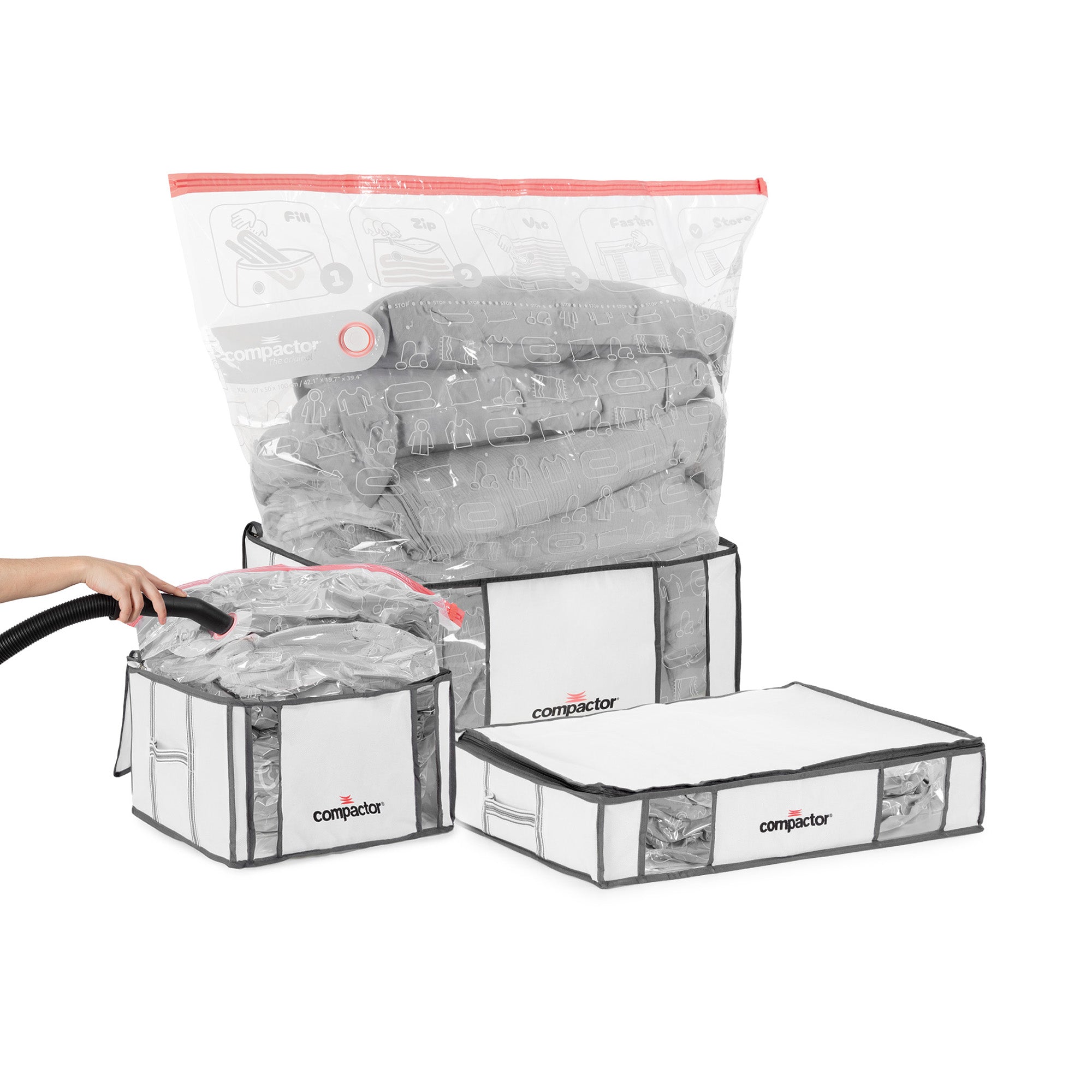 Lot 3 housses de rangement sous vide M-L-XXL