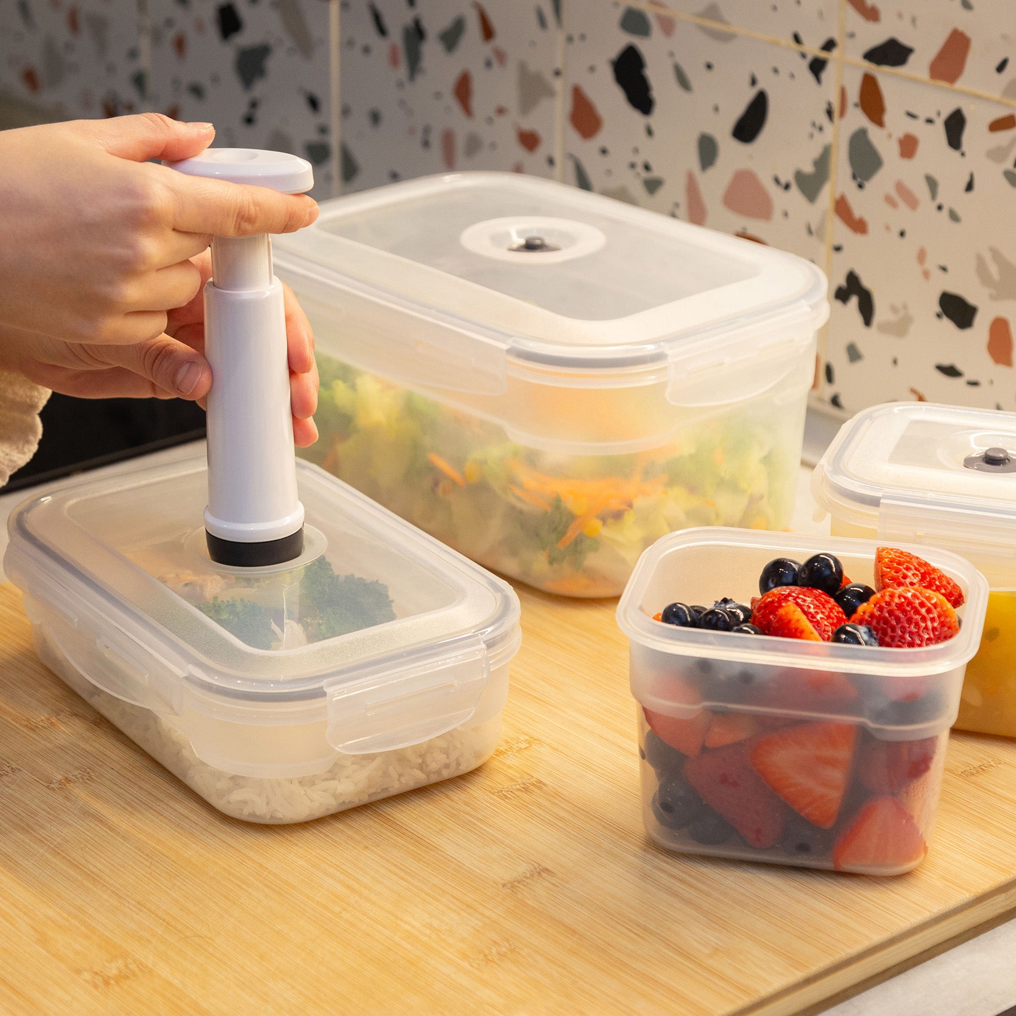 Lot de 3 boîtes sous vide pour aliments S+M+L Aspifresh
