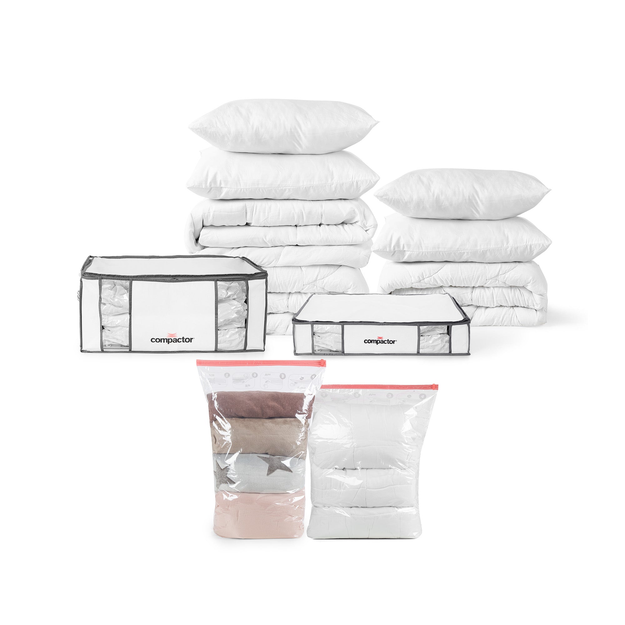 Set di 2 custodie salvaspazio sottovuoto + 2 sacchetti sottovuoto M + L