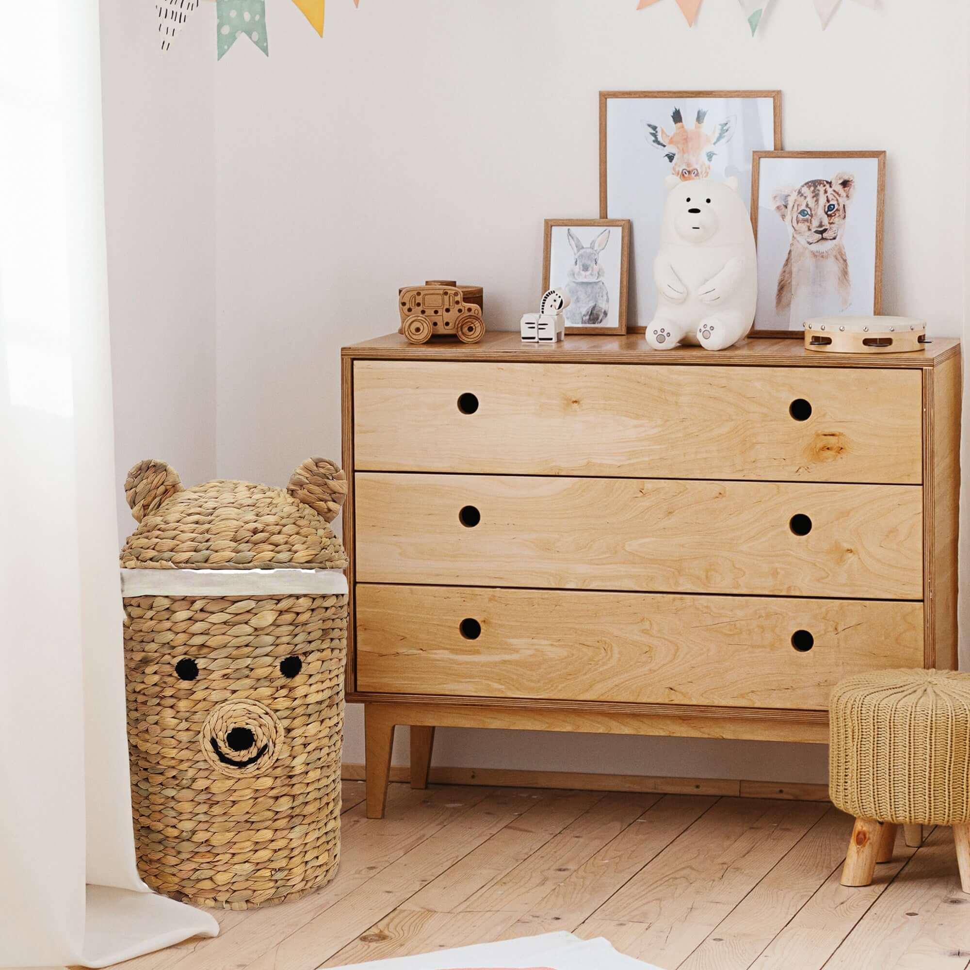 Grand panier de rangement enfant en jacinthe d’eau Noah