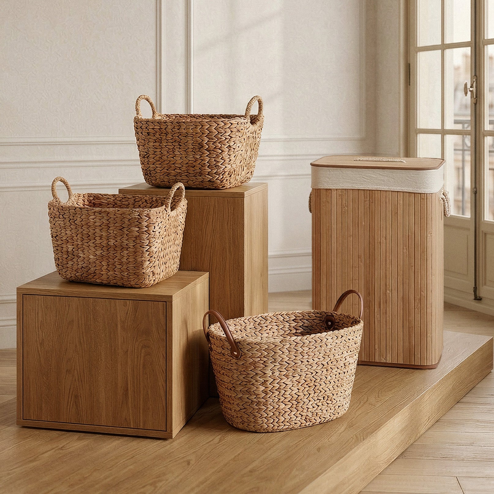 Paniers de rangement naturel
