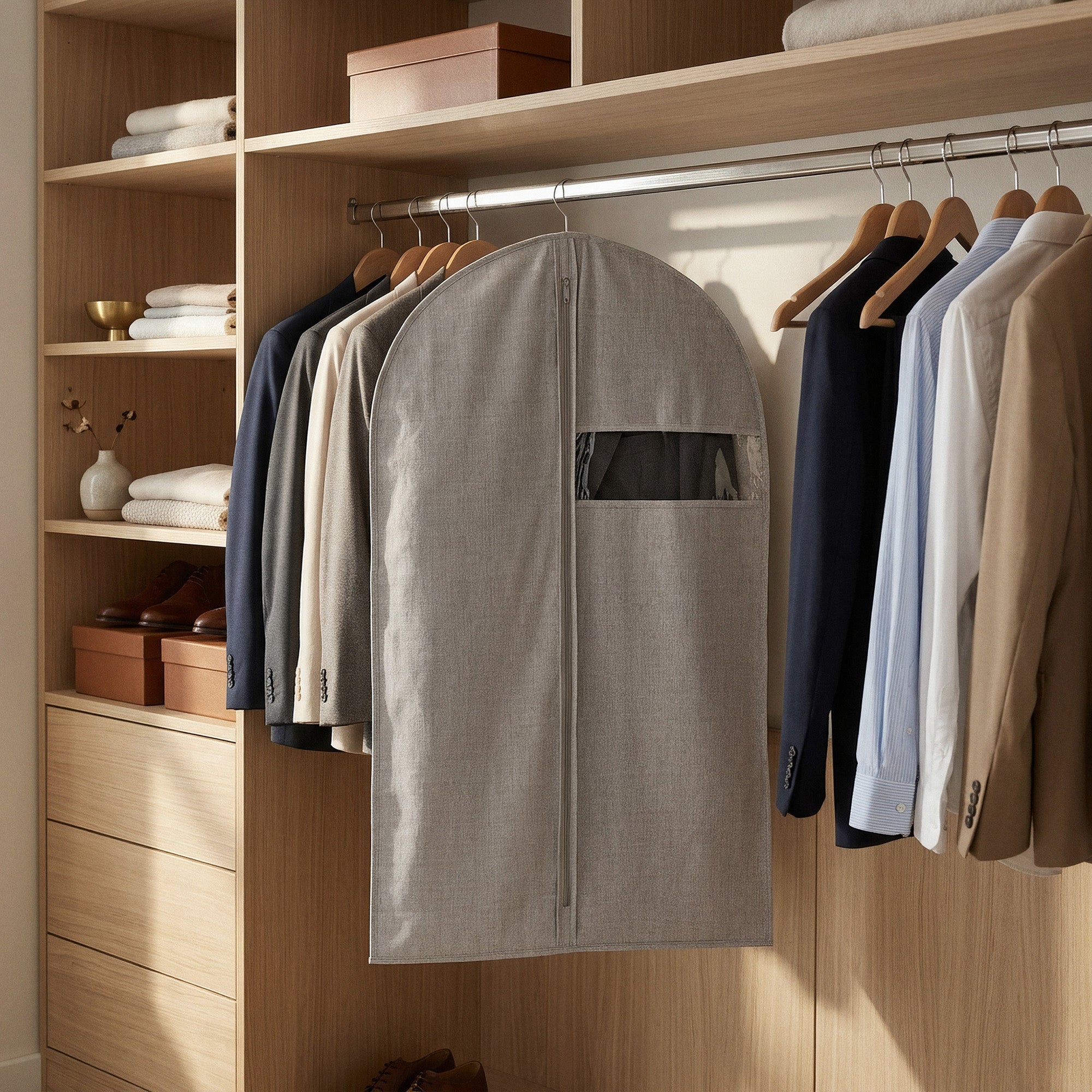 Hanging clothes cover Oxford M gray