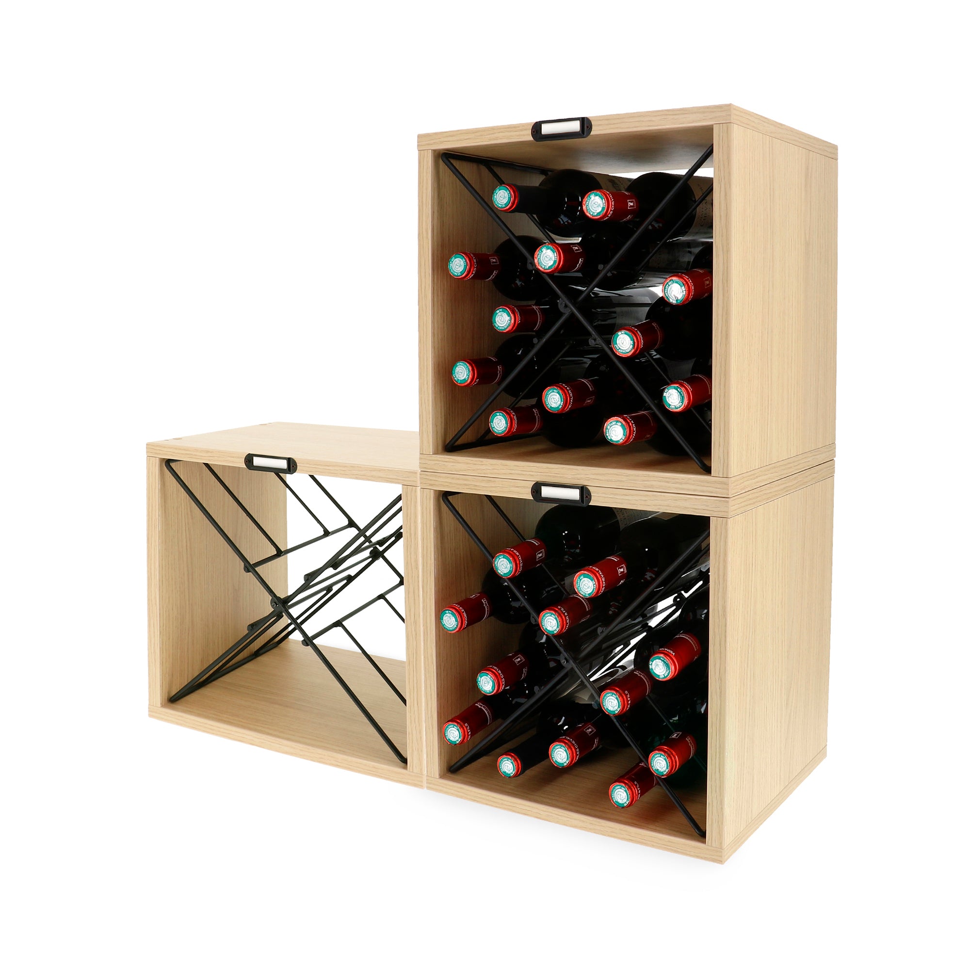 Lot 3 range bouteilles bois et métal