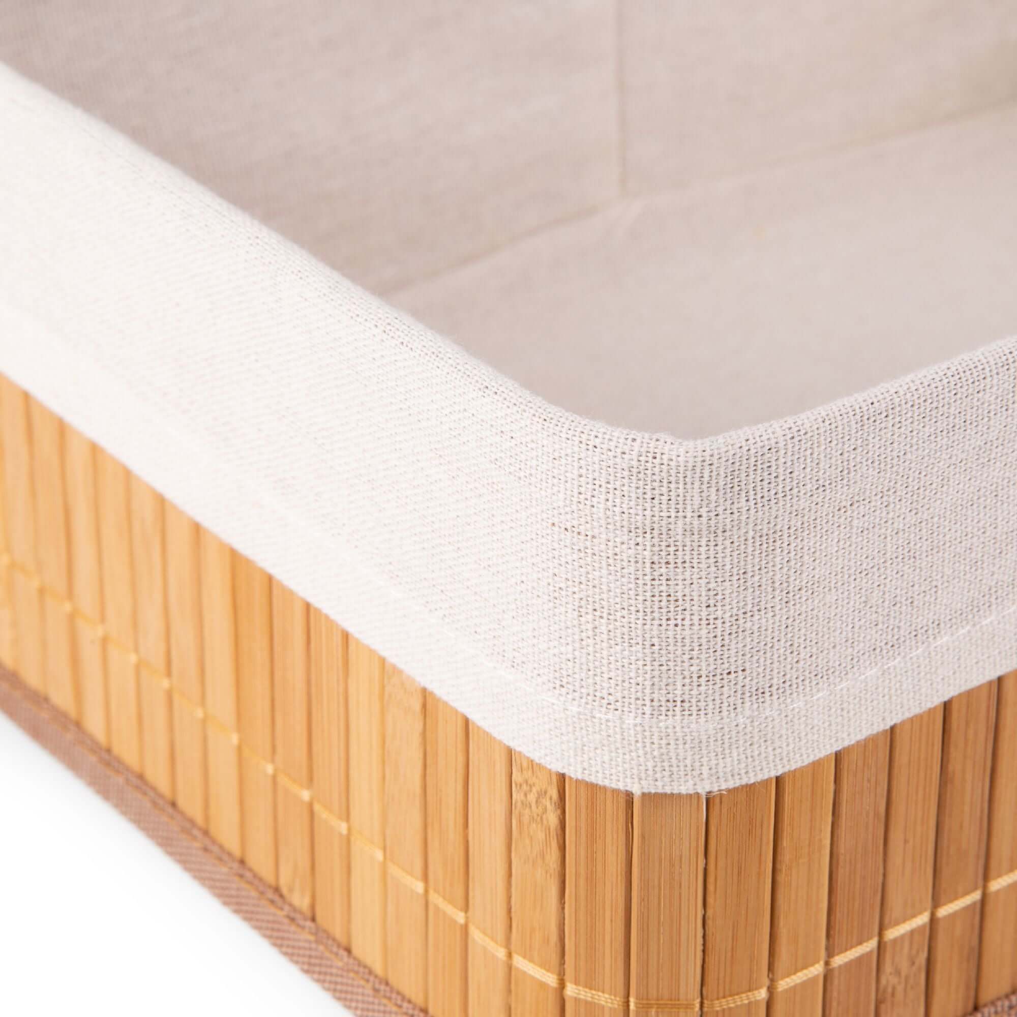 Lot de 3 paniers en bambou et tissus