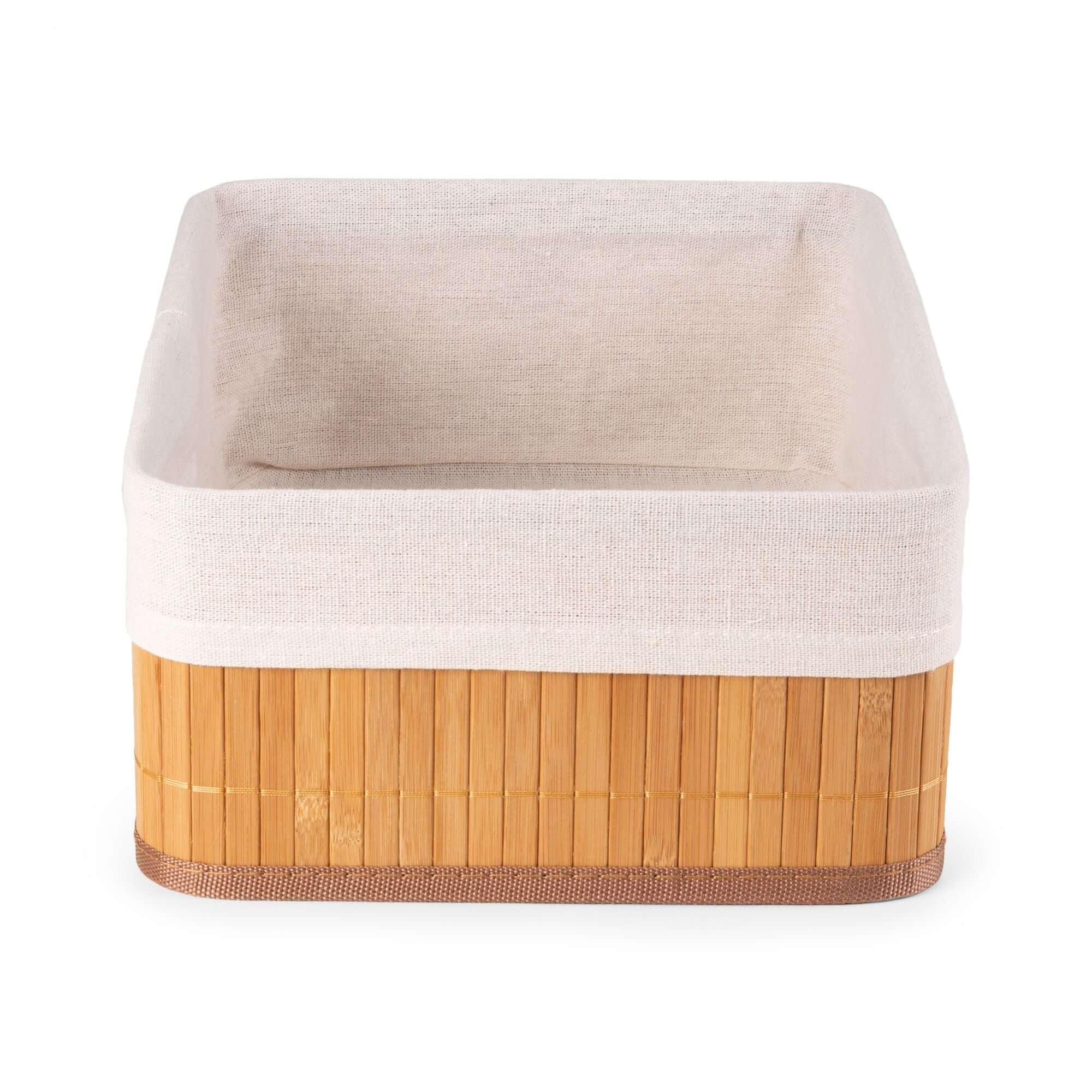 Set of 3 bamboo and fabric baskets - Home storage | Compactor