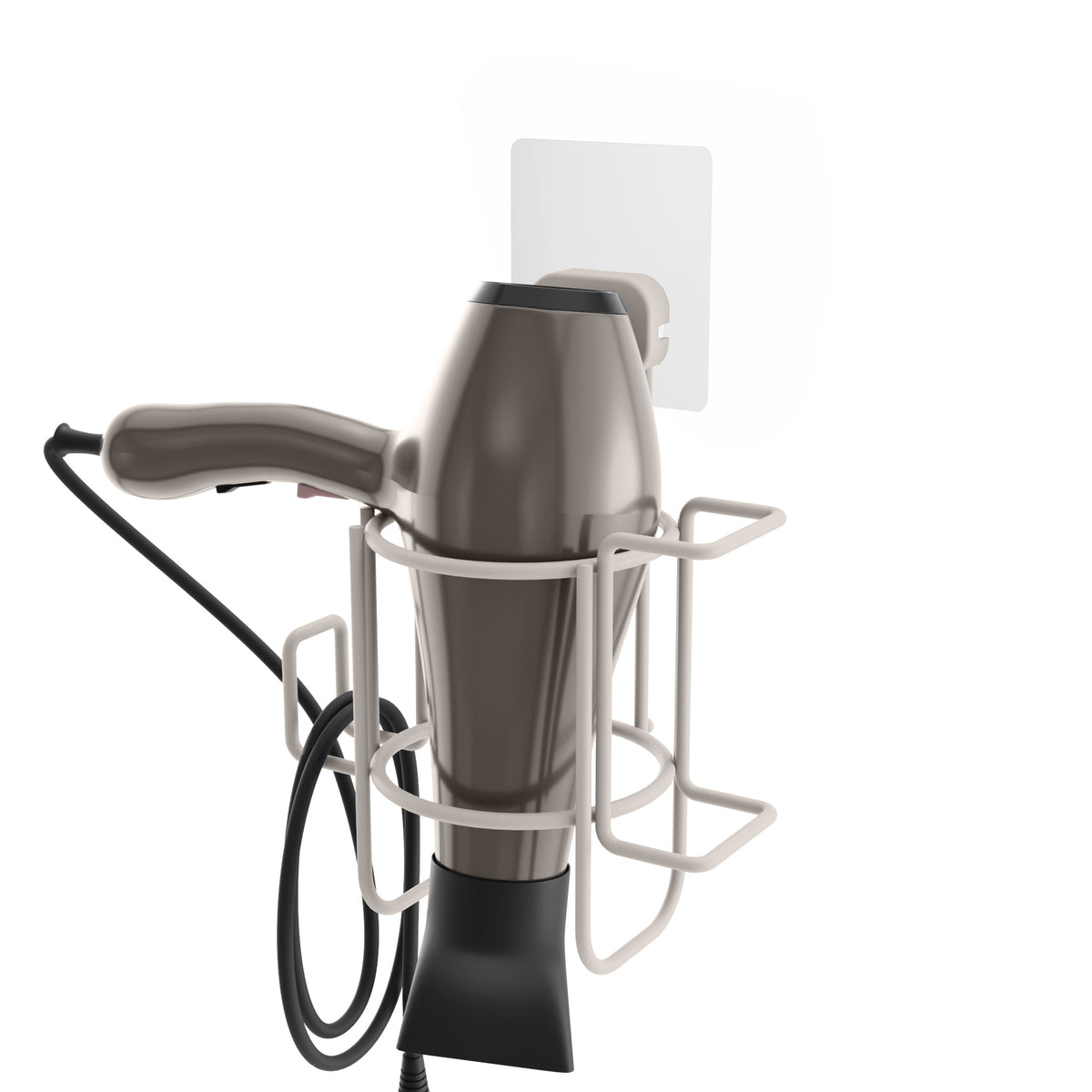 Porte sèche-cheveux auto-adhésif beige