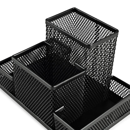 Organizador de escritorio Compactor Wayne de 4 compartimentos en metal y plástico negro