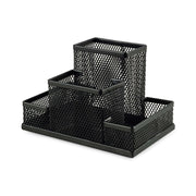 Organisateur bureau à 4 compartiments Wayne en métal et plastique noir