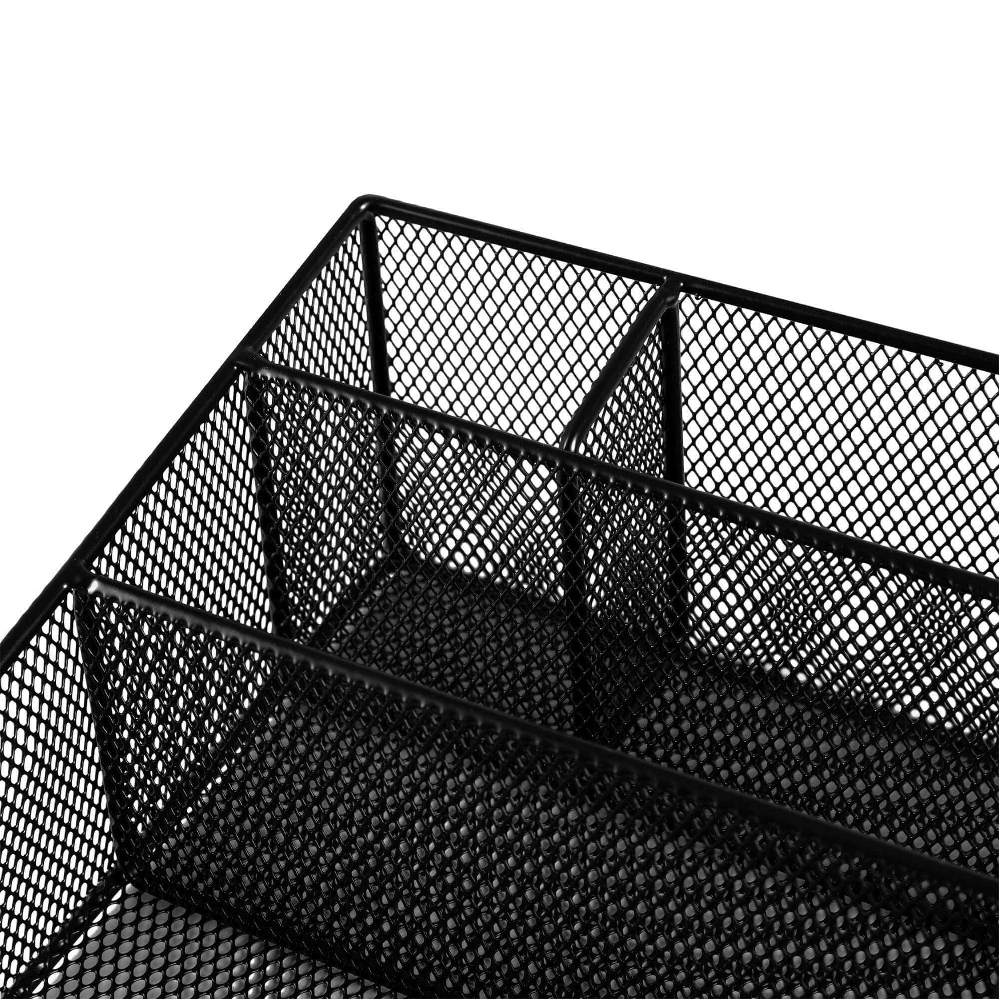 Organizador de escritorio Wayne en metal negro y plástico