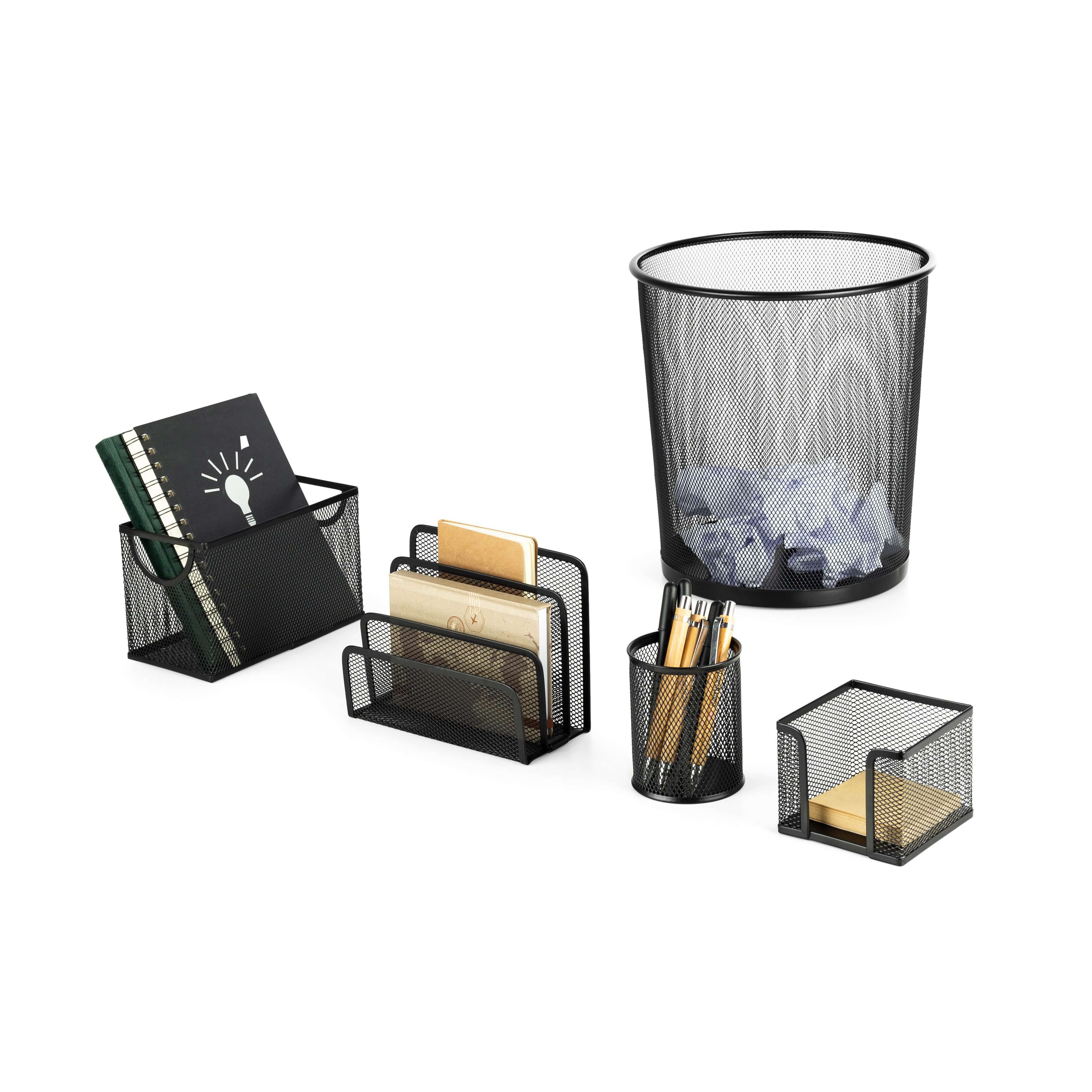 Lot de 5 organisateurs de bureau Wayne noir