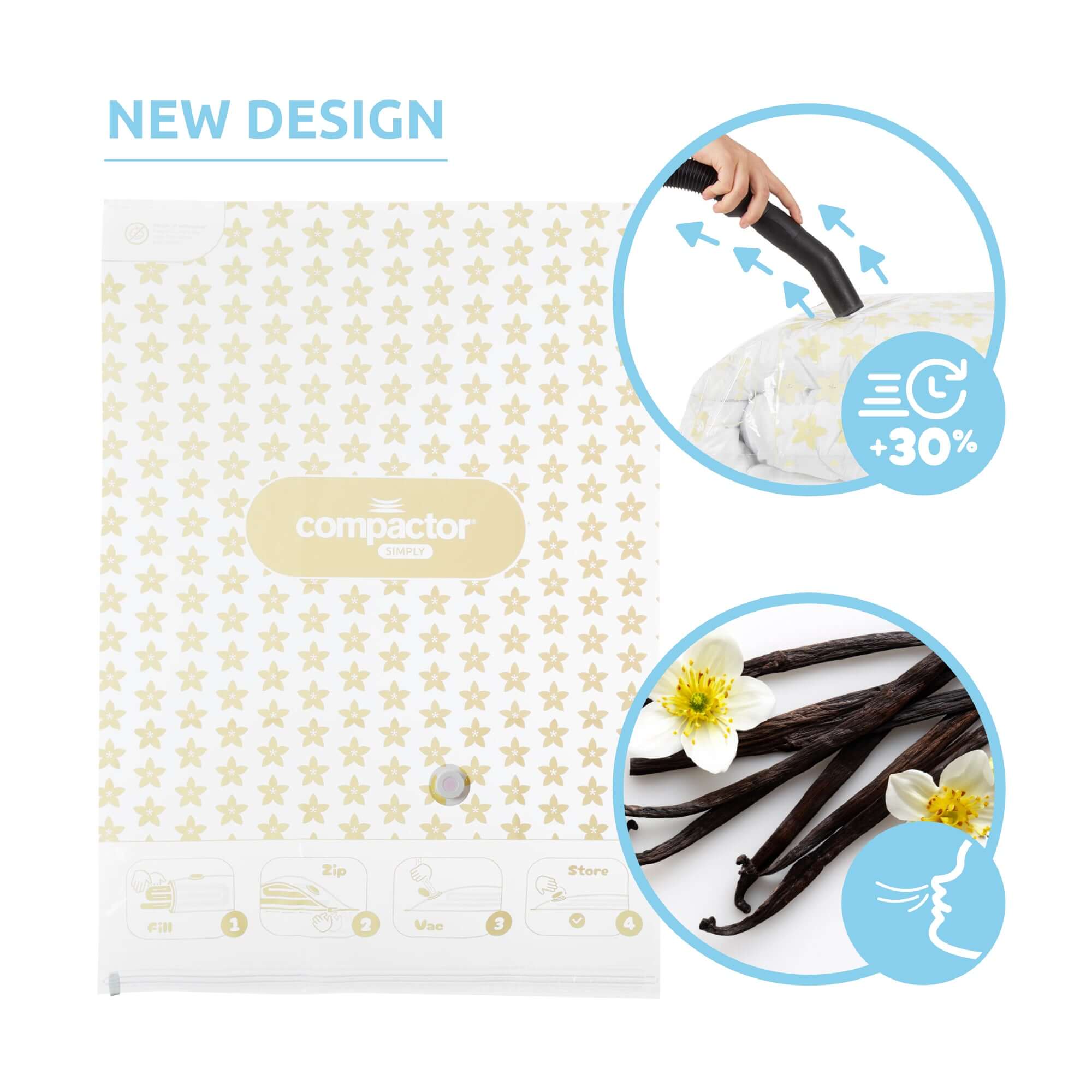 Lot de 5 sacs de rangement sous vide parfum vanille Compress Taille L