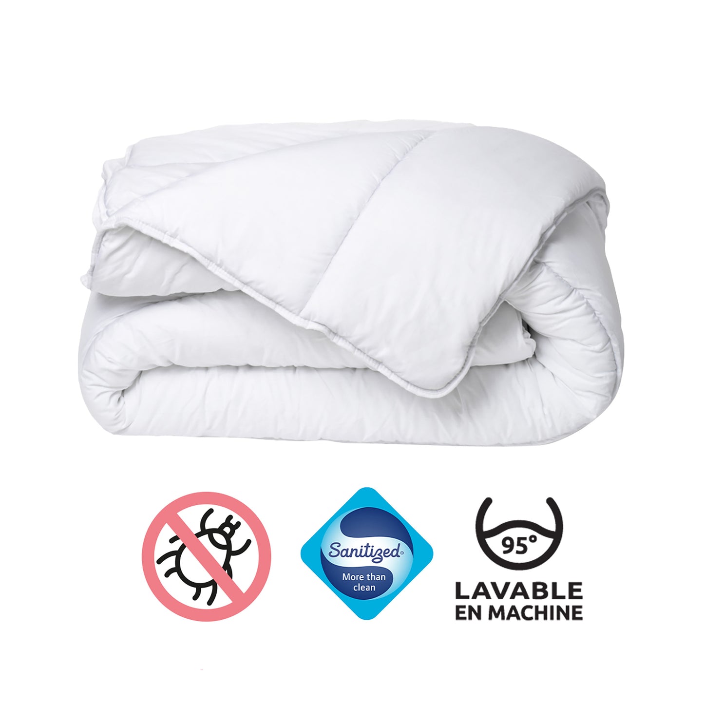 Pack Edredón 140x200 + Almohada + Funda de almacenaje al vacío Life talla L blanco y gris