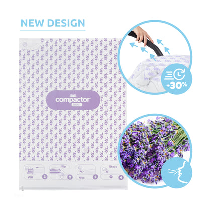 Pack 2 almohadas + bolsa de almacenamiento al vacío con aroma lavanda talla L transparente