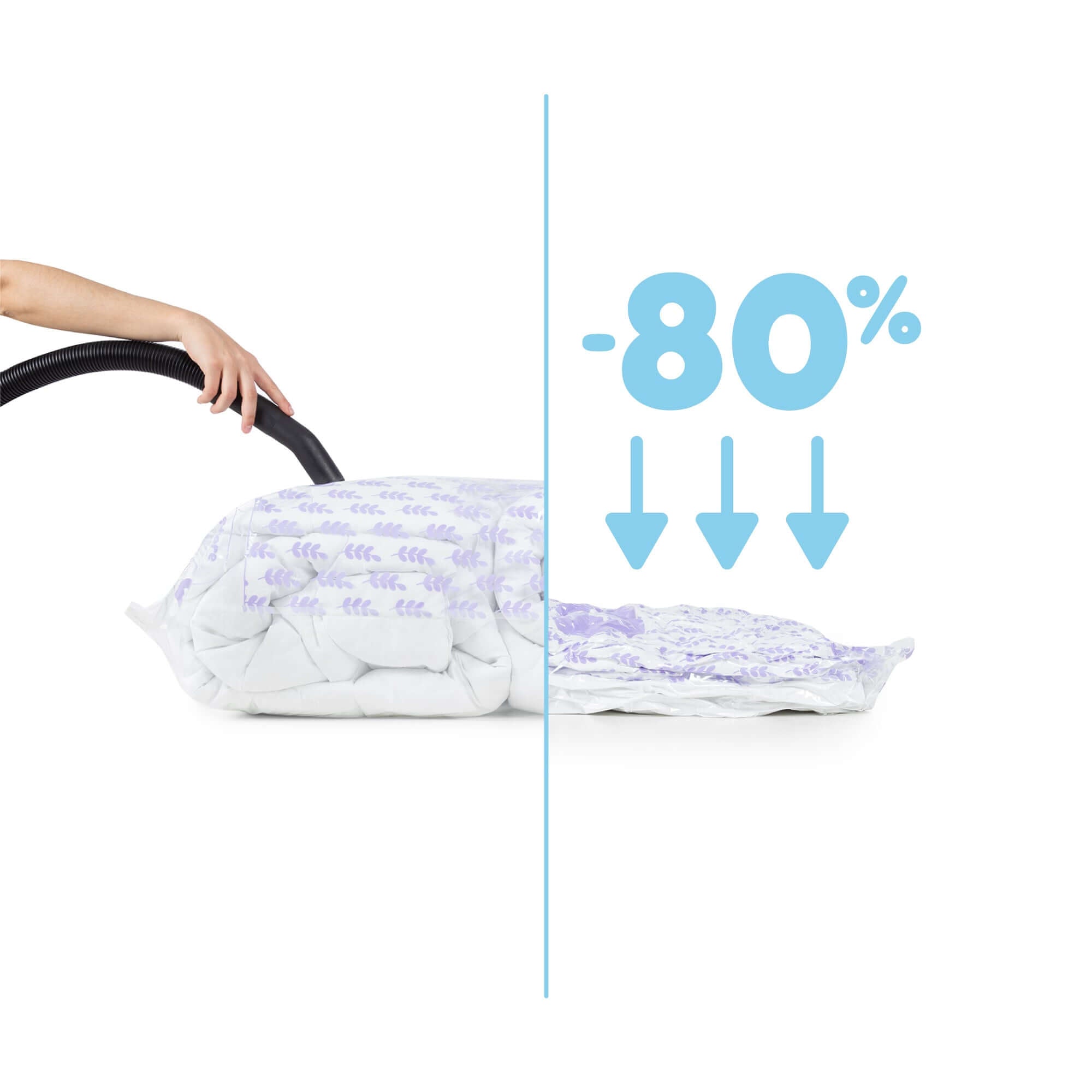 Pack 2 oreillers + sac de rangement sous vide Compress parfum lavande taille L transparents