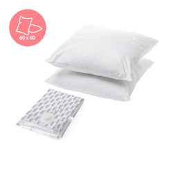 Pack 2 almohadas + bolsa de almacenamiento al vacío con aroma lavanda talla L transparente