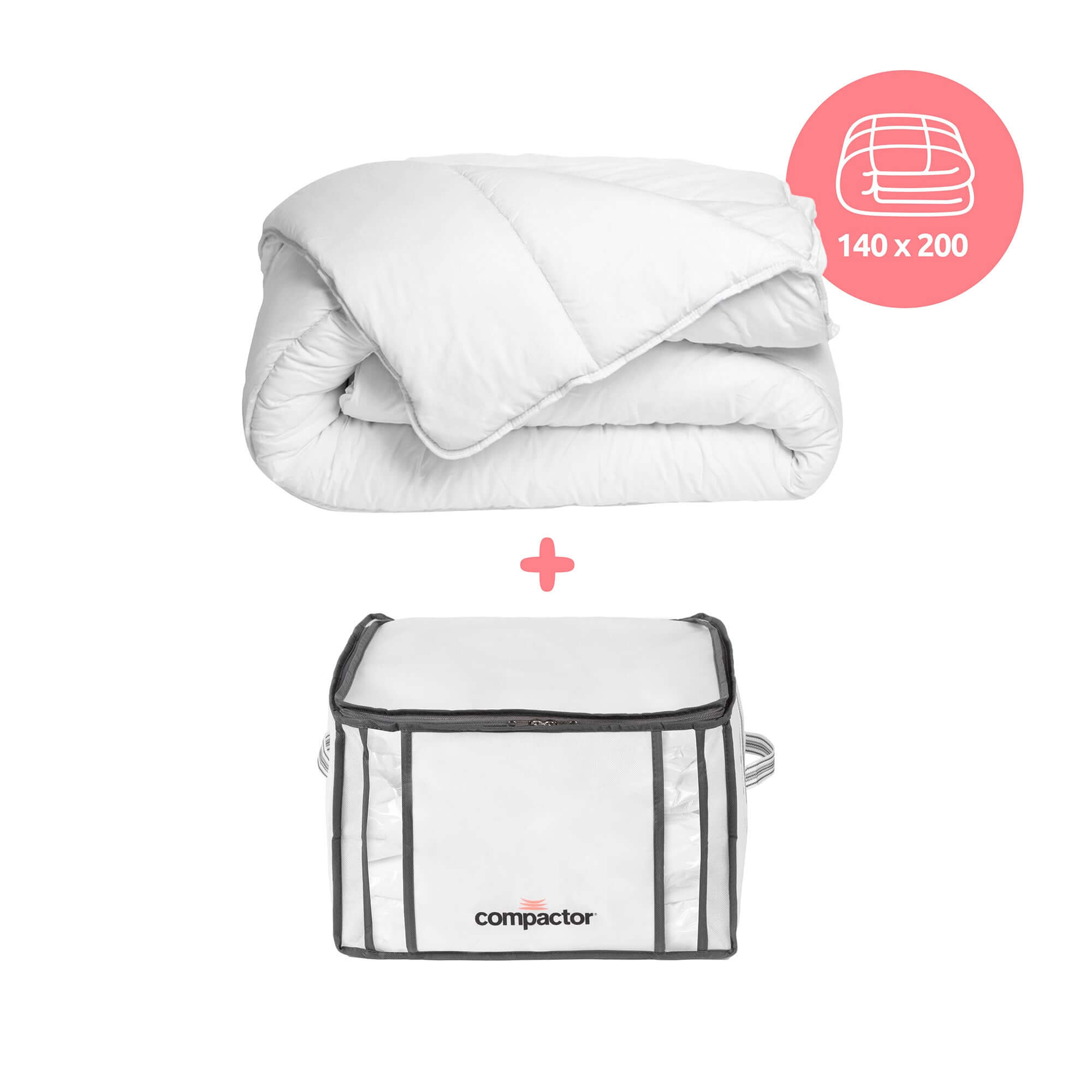 Pack Couette 140x200 + housse de rangement sous vide Life taille M
