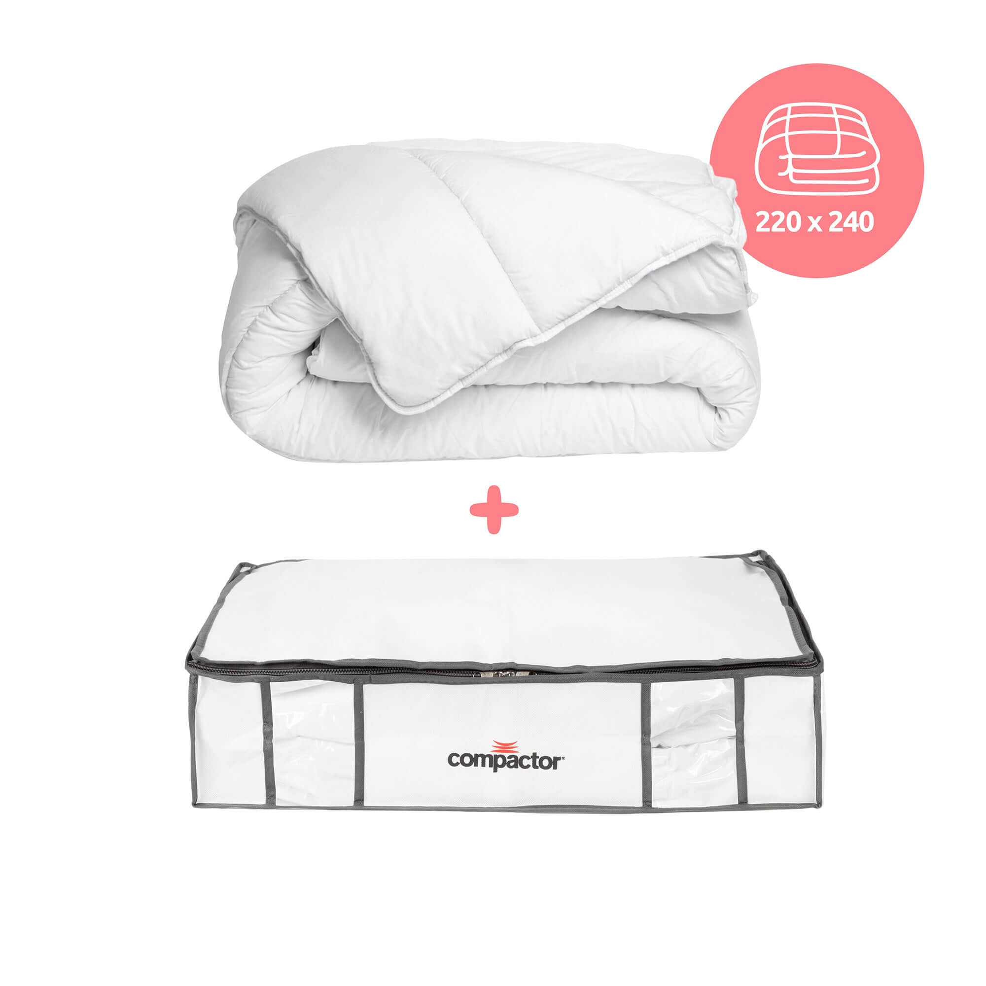 Pack couette 220x240 cm + une housse de rangement de rangement sous vide Life taille L