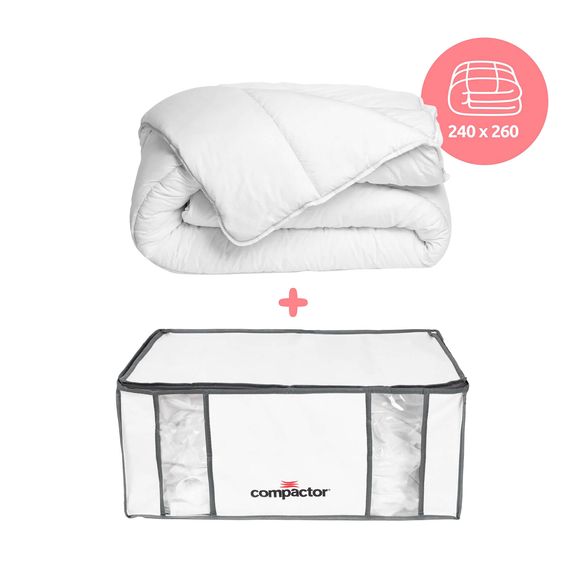 Pack 1 couette 260x240 cm + une housse de rangement sous vide Life taille XXL