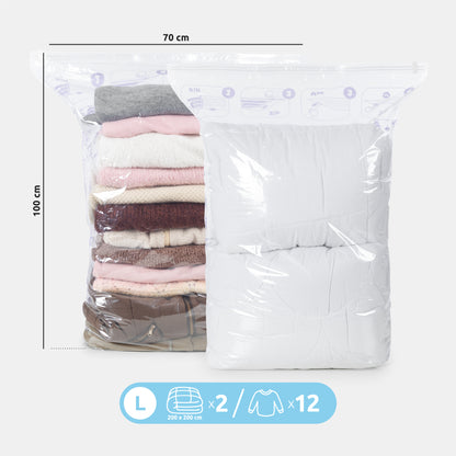 Compactor Lot de 2 Sacs de rangement sous vide Compress senteur lavande L transparents