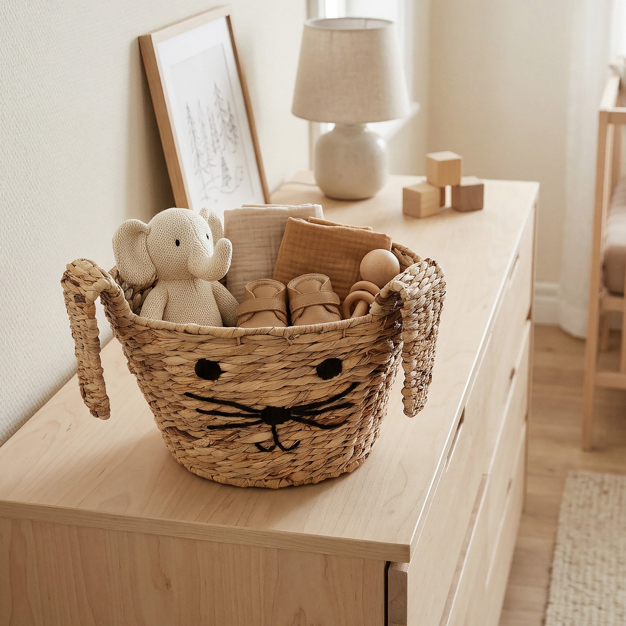 Cesta infantil con forma de conejo