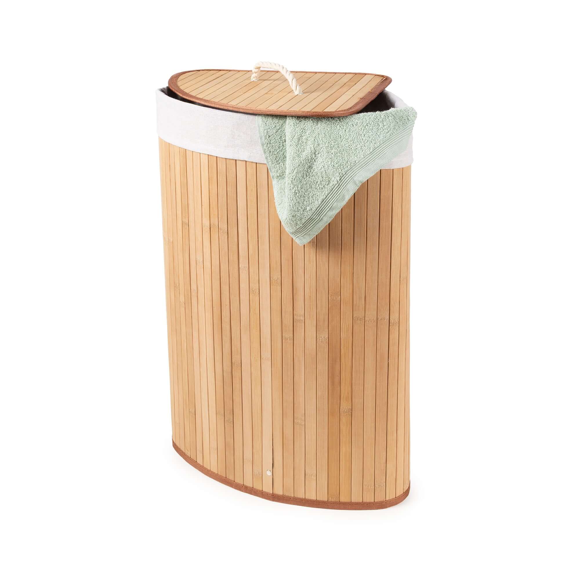 Panier à linge d'angle en bambou