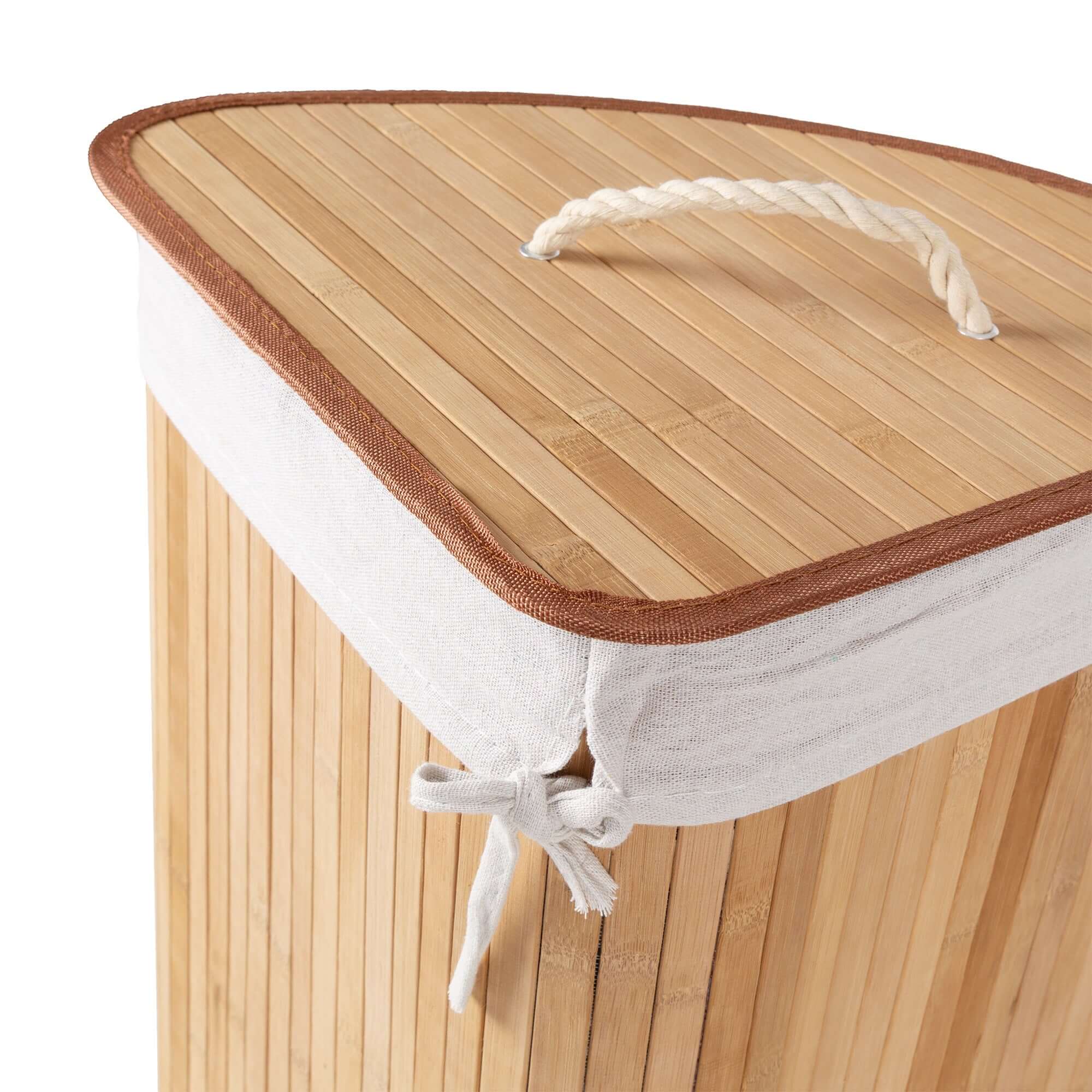 Panier à linge d'angle en bambou