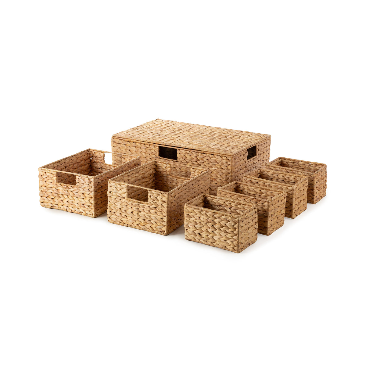 Lot malle et paniers de rangement