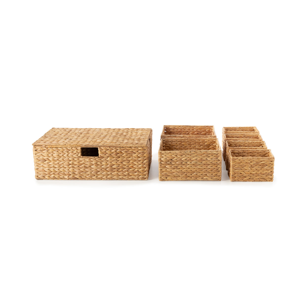 Lot malle et paniers de rangement