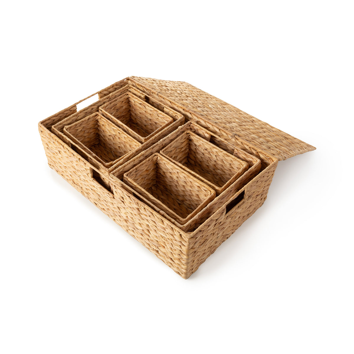 Lot malle et paniers de rangement