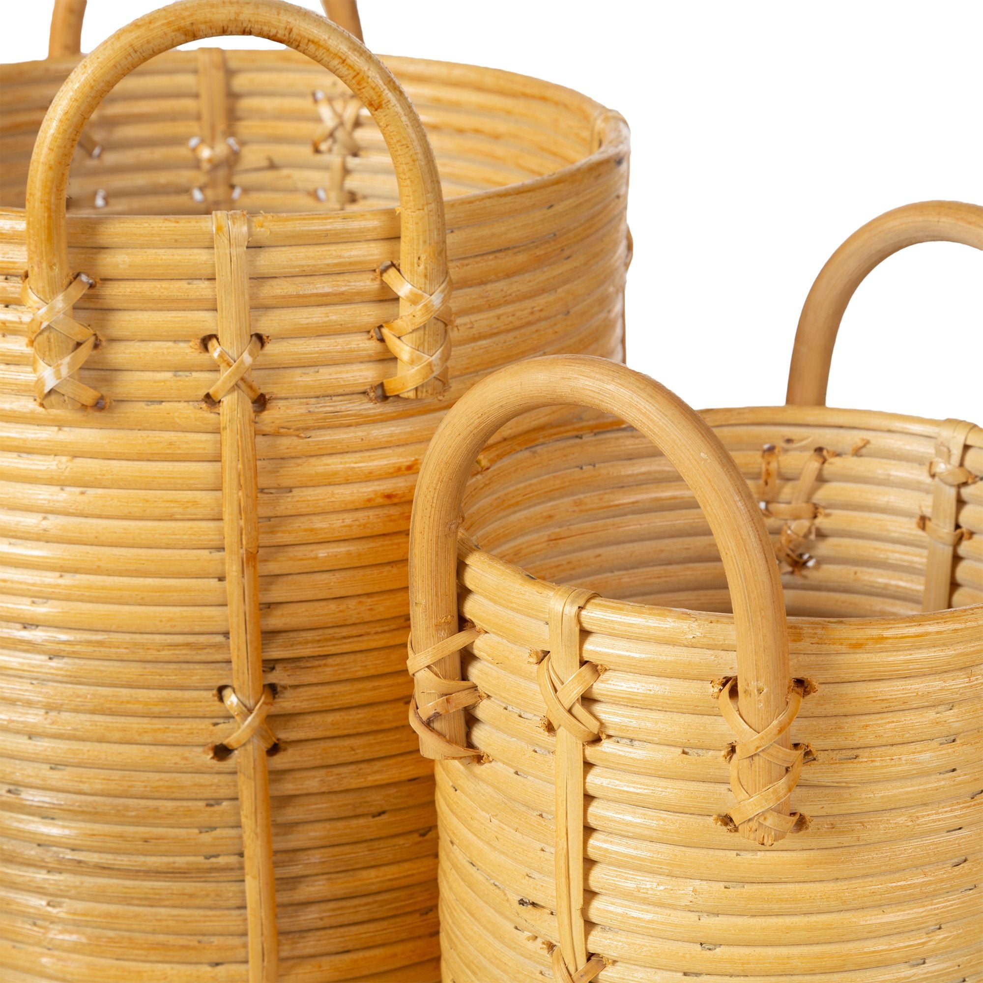 Lot 4 paniers de rangement rotin