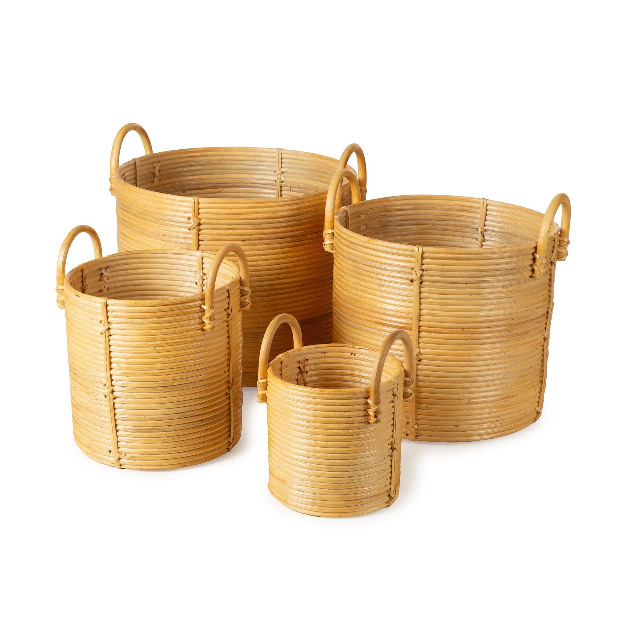 Lot 4 paniers de rangement rotin