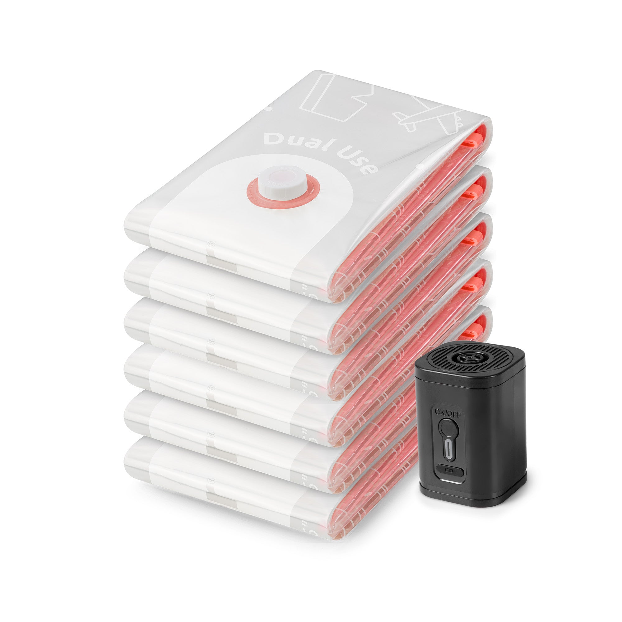 Set of 6 vacuum storage bags + electric pump 