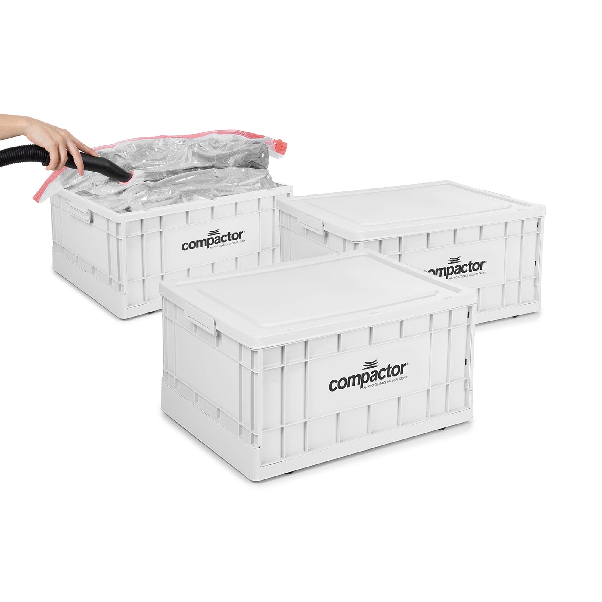 Lot 3 boîtes rangement sous vide XL pliable Optibox