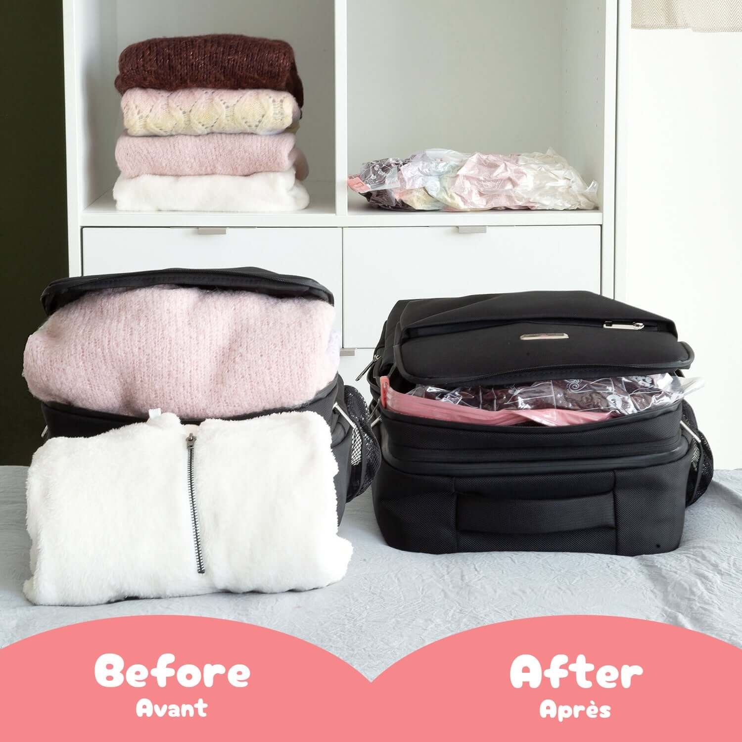 Lot de 2 sacs de rangement sous vide S Vac&Roll