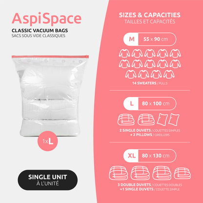 Compactor Sac de rangement sous vide Aspispace L transparent