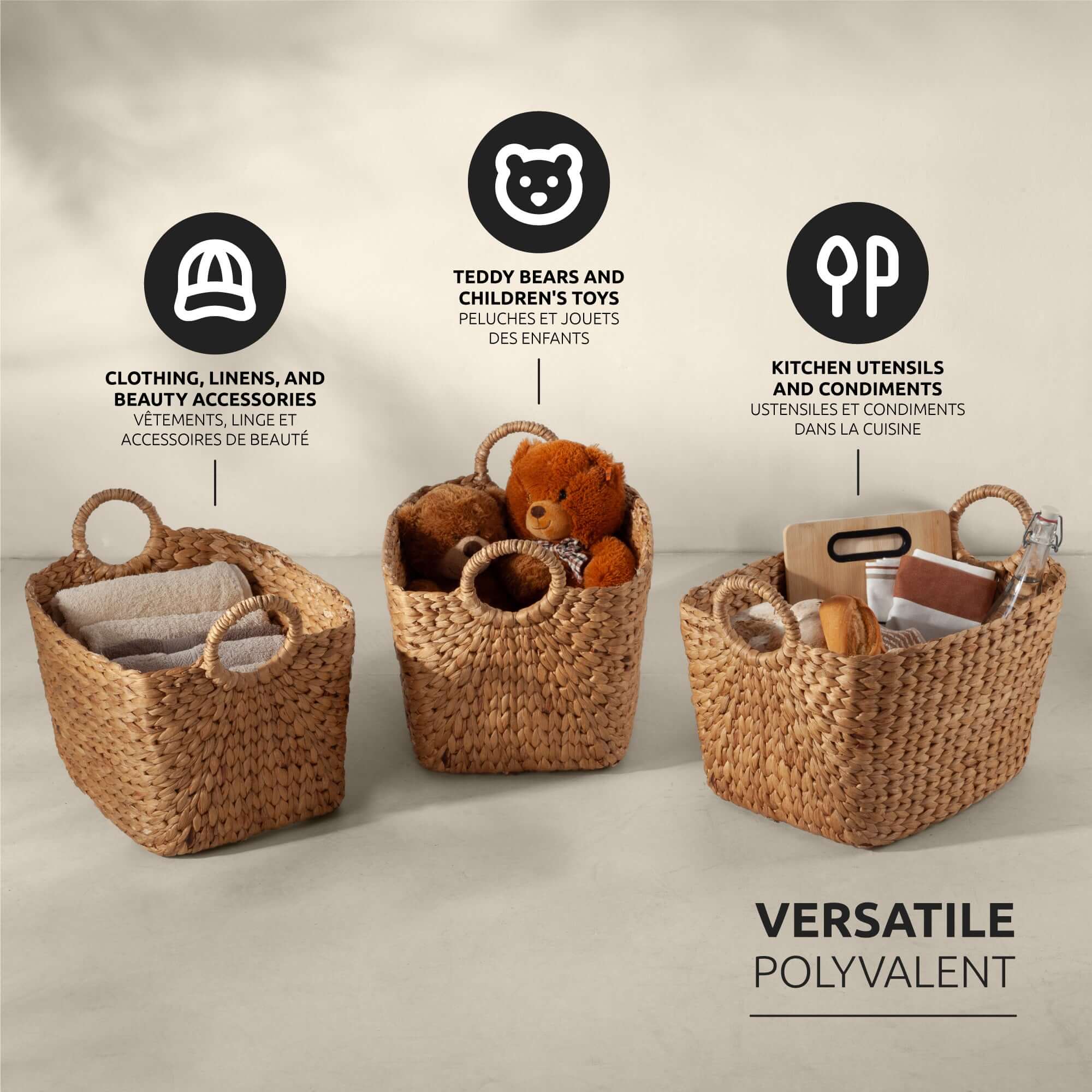 Cesta de almacenamiento de jacinto de agua de Caracas