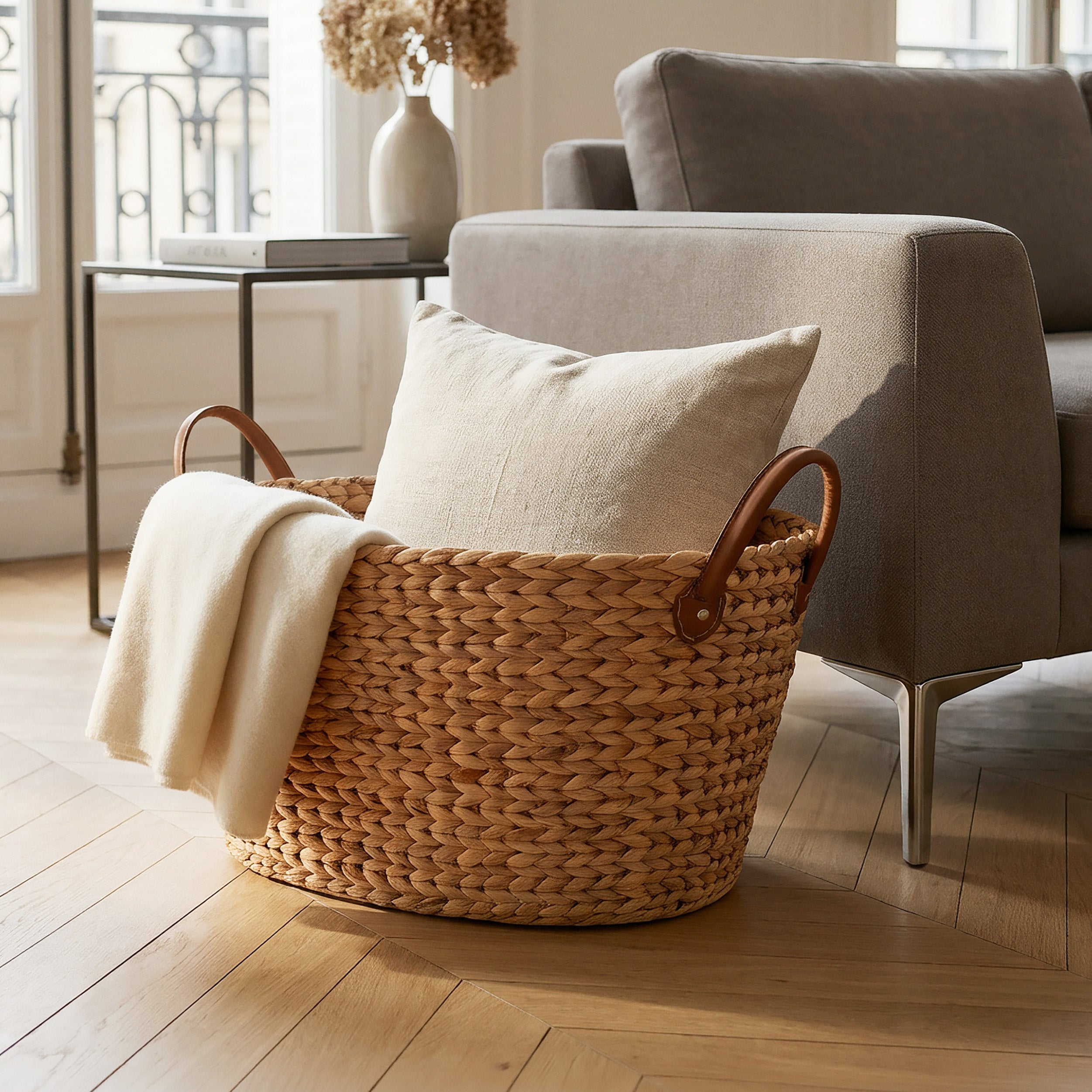 Storage basket with handles Belize XL natural