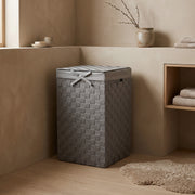 Panier à linge carré avec couvercle Stan gris