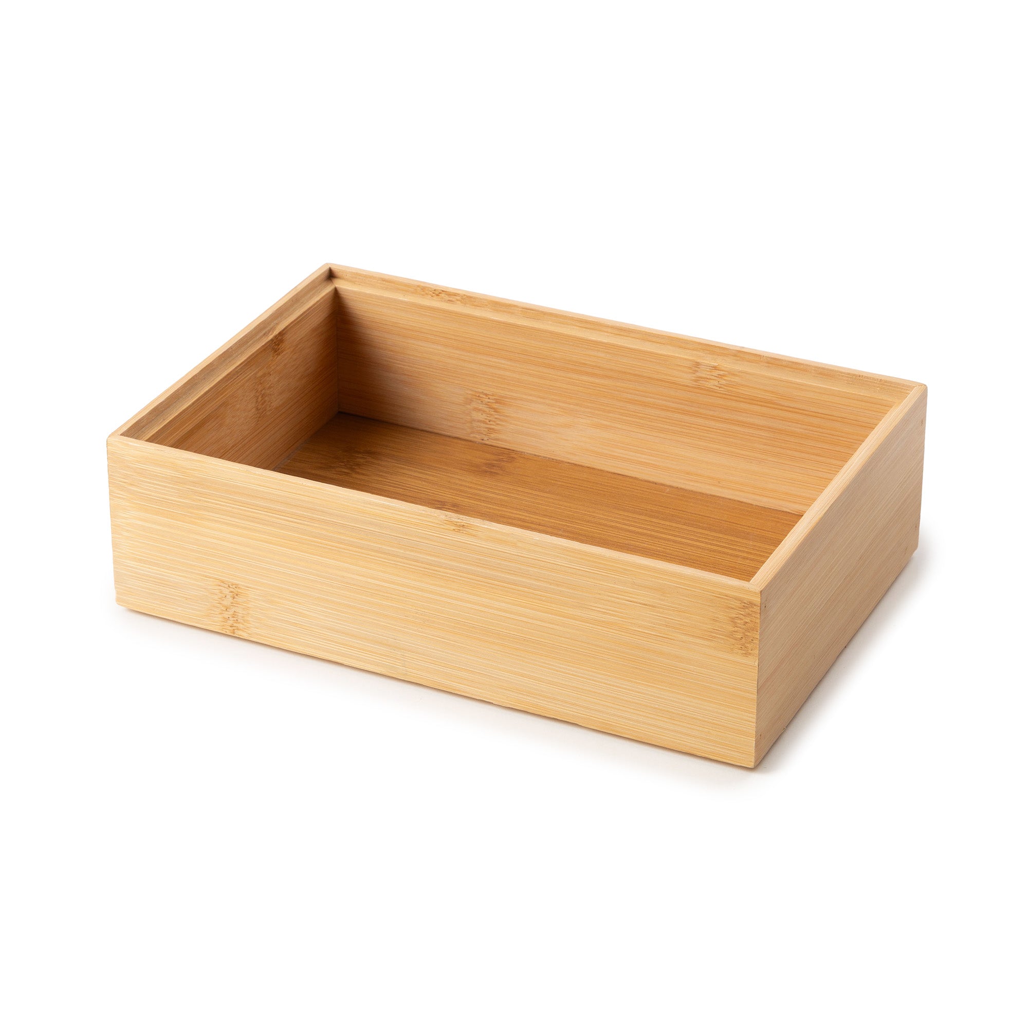 Osaka Natural Bamboo Storage Box, Stackable, Dark Wood, L | Compactor
