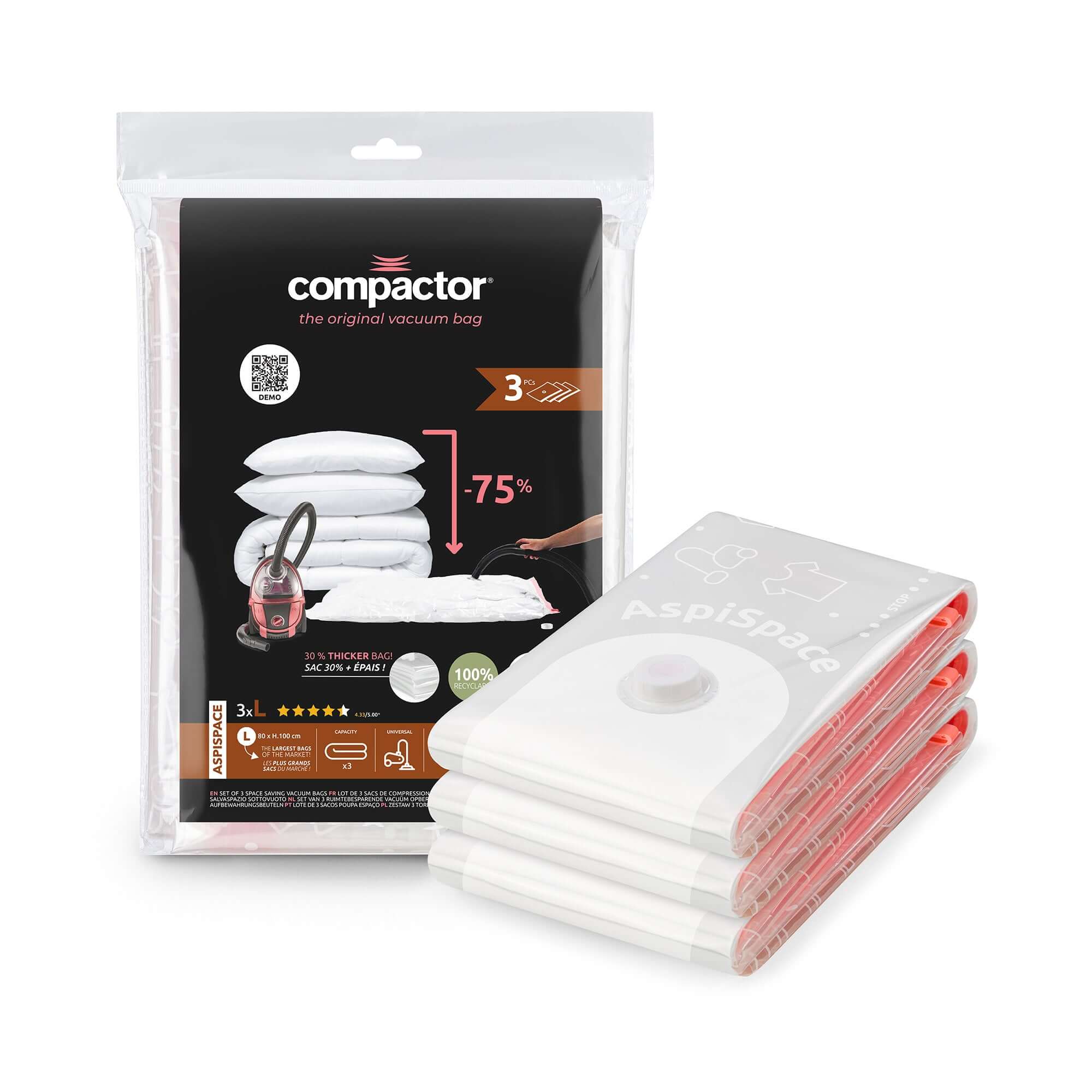 Lot de 3 sacs sous vide AspiSpace