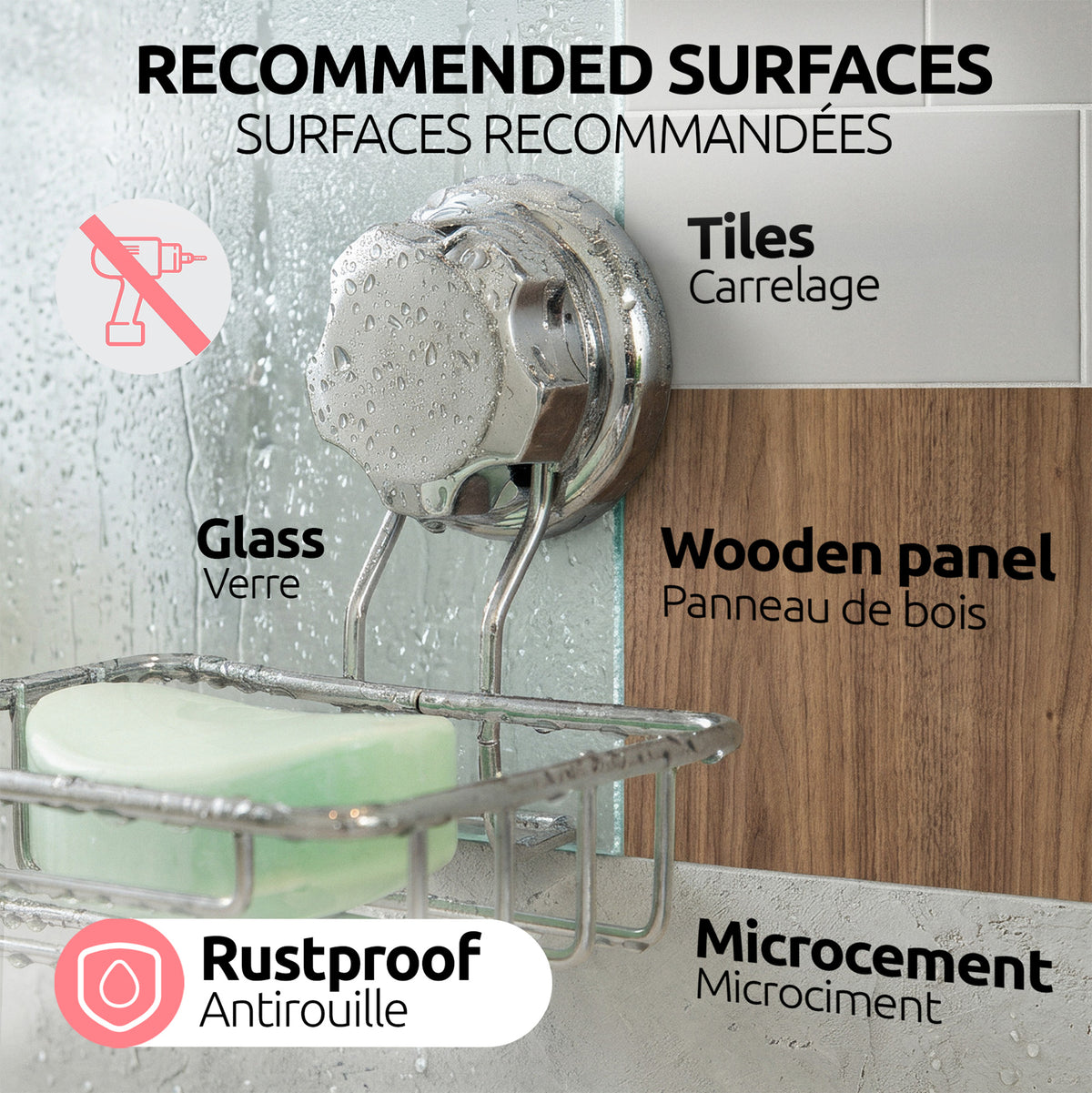XL Bestlock suction cup wall shelf chrome
