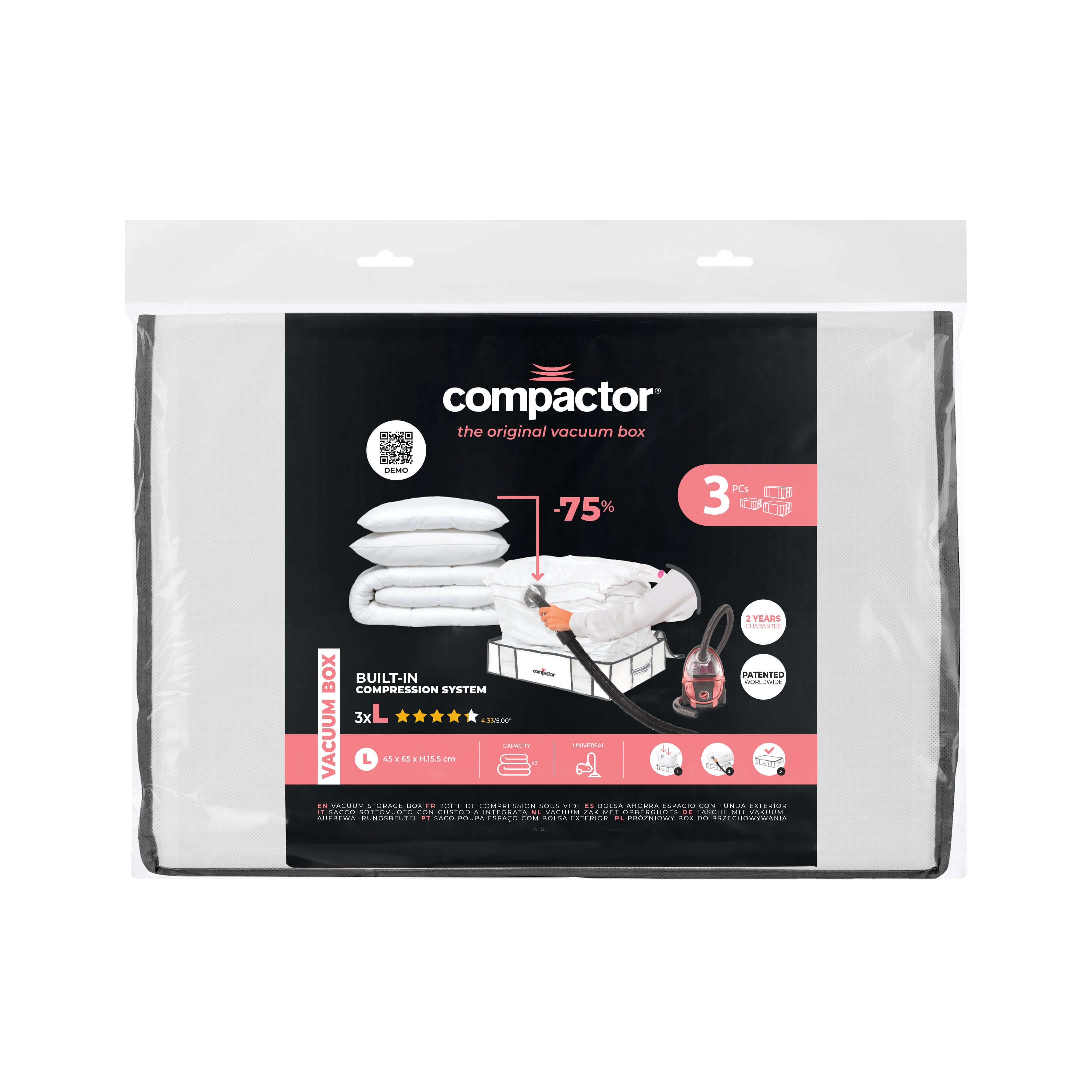 Juego de 3 cajas de almacenaje al vacío L