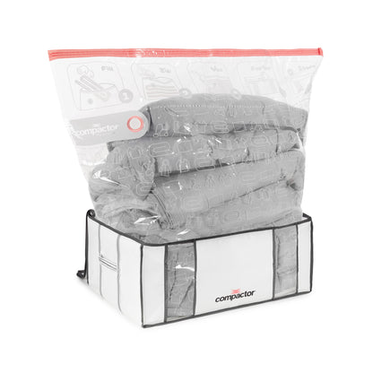 Compactor Pack de 3 cajas de almacenamiento al vacío Life XXL blanco y gris