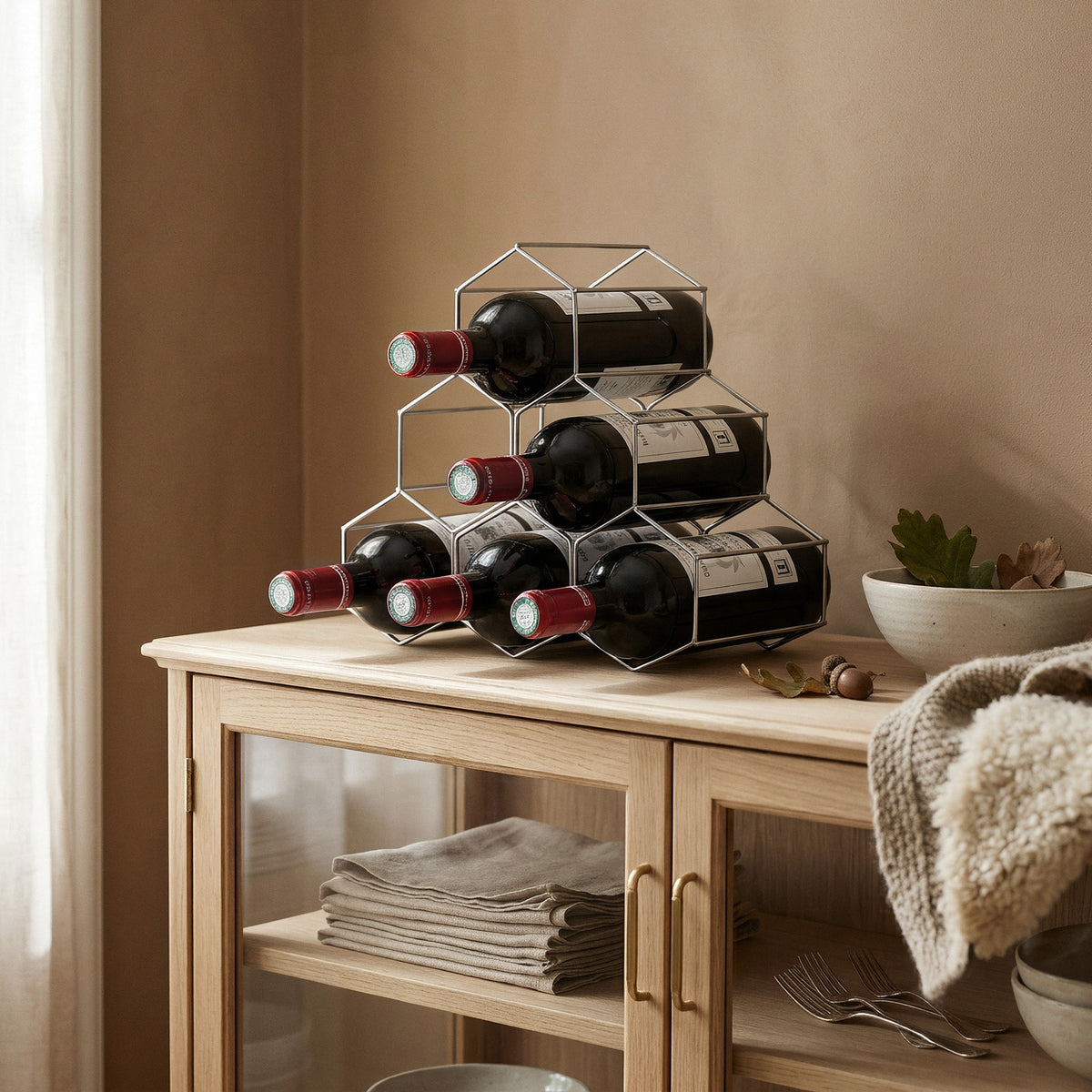 Hexa metal bottle rack