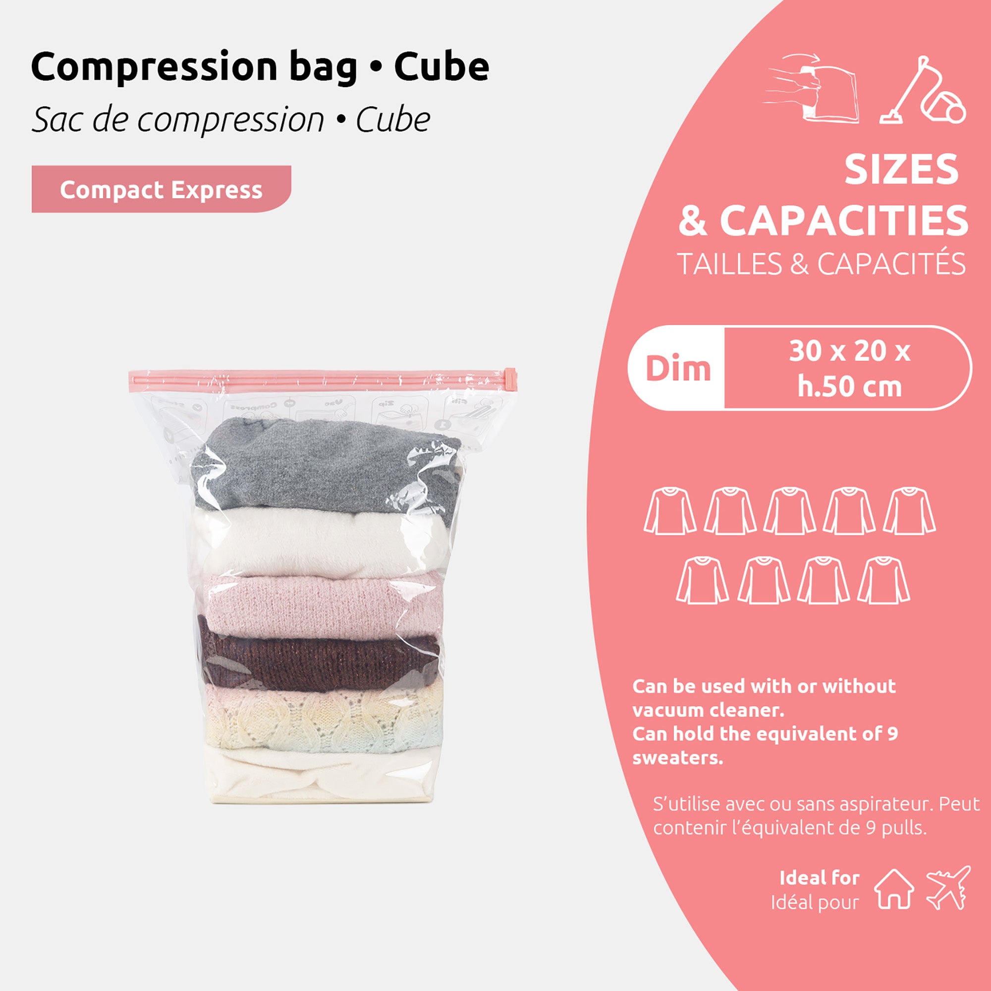 Compactor Paquete de 6 bolsas de almacenamiento al vacío Clear M Compact Express
