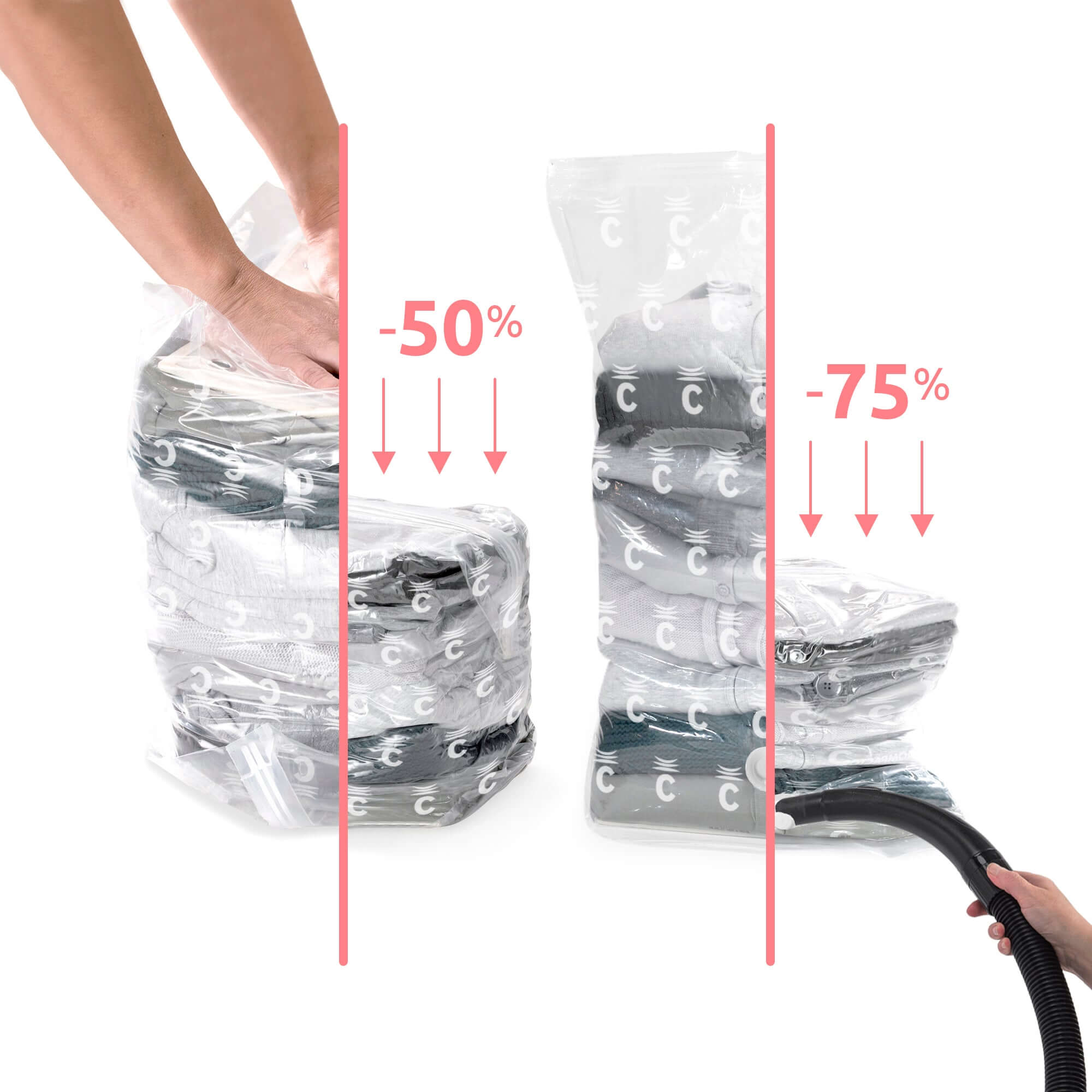 Lot de 6 sacs de rangement sous vide M Compact Express