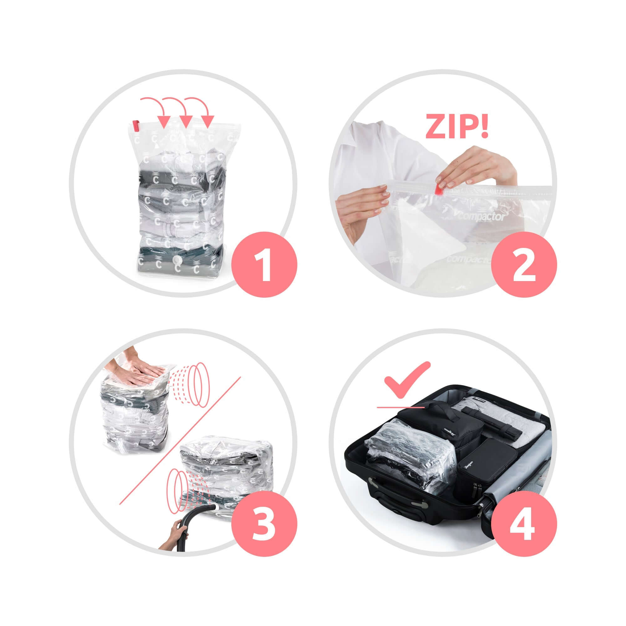 Lot de 6 sacs de rangement sous vide M Compact Express